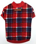 Eddie Bauer Pet Festive Sweater Plaid Short Sleeve Fleece 1725404 Red Size M