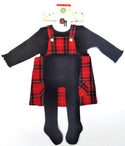 Little Me Kids Girl's Jumper Set with Tights 3-Pieace Set Red Plaid Size 9M