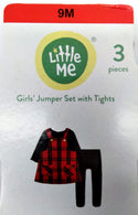 Little Me Kids Girl's Jumper Set with Tights 3-Pieace Set Red Plaid Size 9M