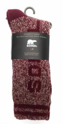 Sorel Women's Crew Socks Warm Winter Rain Regular Fit Shoes Rich Wine Size 4-10