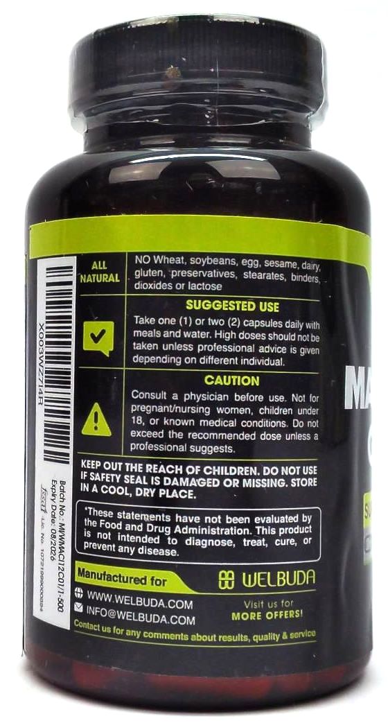 Magnesium Citrate Dietary Supplement 400mg Supports Bone Health 120 capsules