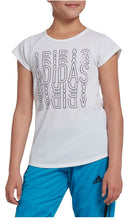 Adidas Girls' T-Shirt Raglan Graphic Short Sleeve Crew Neck Top White Size Small