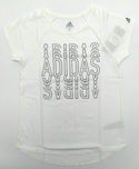 Adidas Girls' T-Shirt Raglan Graphic Short Sleeve Crew Neck Top White Size Small