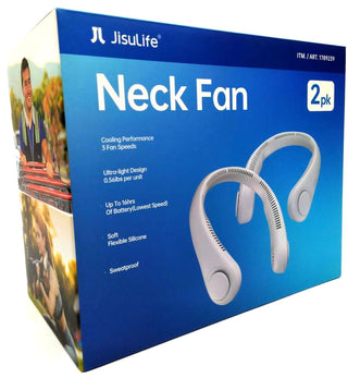 Jisulife Neck Fan Cooling Performance Ultra-Light Design Sweatproof 2 Pack