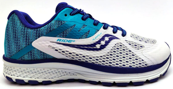 Saucony Girls Ride 10 Running Shoes Athletics FlexFilm Blue White Size 3.5M
