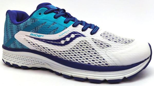 Saucony Girls Ride 10 Running Shoes Athletics FlexFilm Blue White Size 3.5M
