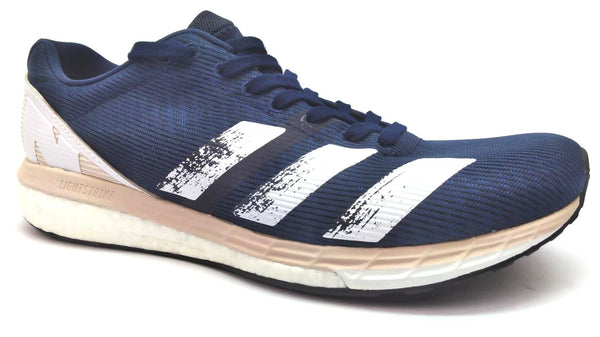 Adidas Women's Adizero Boston 8 Running Shoes Lace Up Navy Light Pink Size 9.5