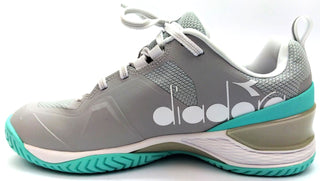 Diadora Women's Blushield Torneo 2 W AG Tennis Shoes Lace-up Silver Blue