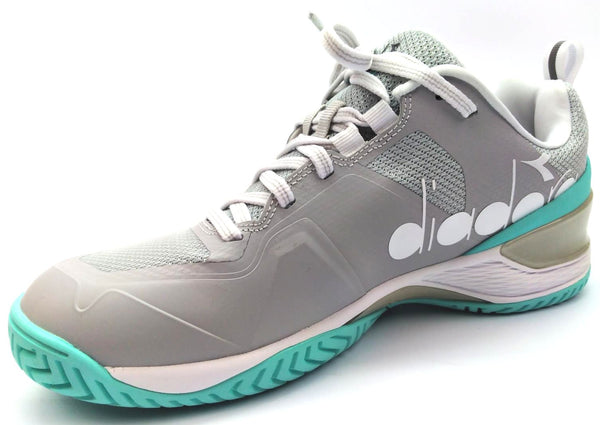 Diadora Women's Blushield Torneo 2 W AG Tennis Shoes Lace-up Silver Blue