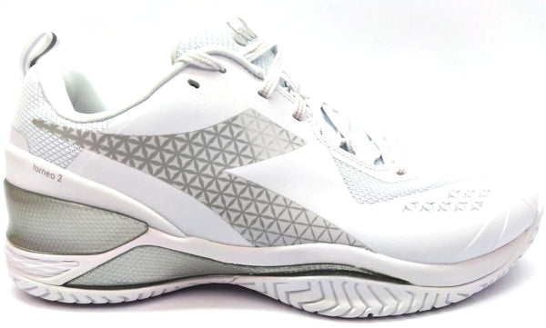 Diadora Men's Blushield Torneo 2 AG Tennis Shoes Lace-up White Wide