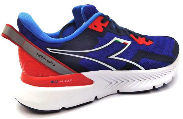 Diadora Mythos Blushield Volo 3 Men's Running Shoes Lightweight Red Blue 9.5