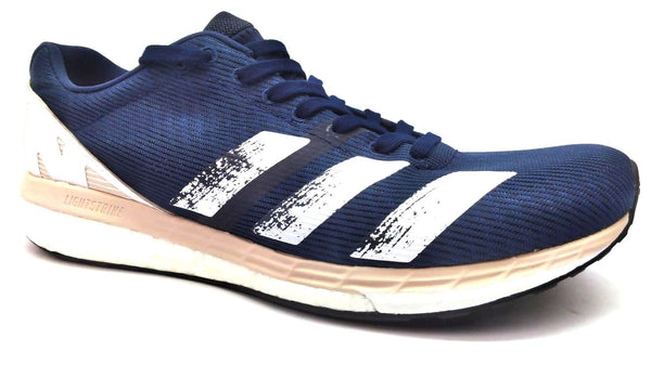 Adidas Women's Adizero Boston 8 Running Shoes Lace Up Navy Light Pink Size 9.5