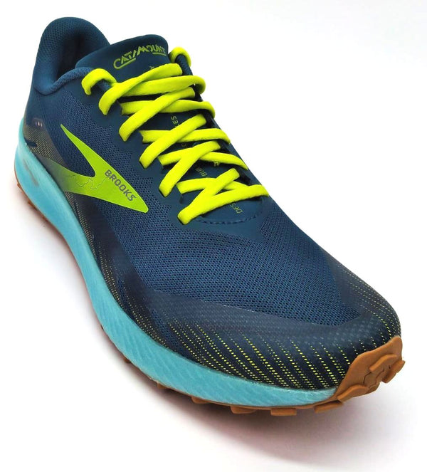 Brooks Men's Catamount Trail Running Shoes Lace Up Neon Green Blue Size 11.5D