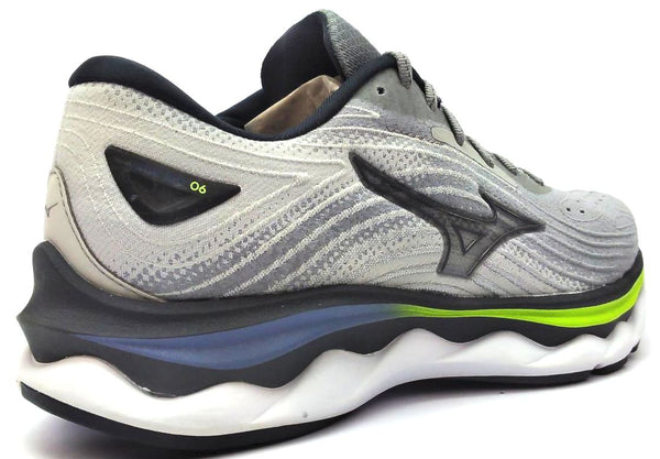 Mizuno Women's Wave Sky 6 Running Shoes Lace-up Grey White Neon Size 7