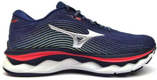Buy blue-silver-red Mizuno Women's Wave Sky 5 Running Shoes Lace-up Lightweight Comfort