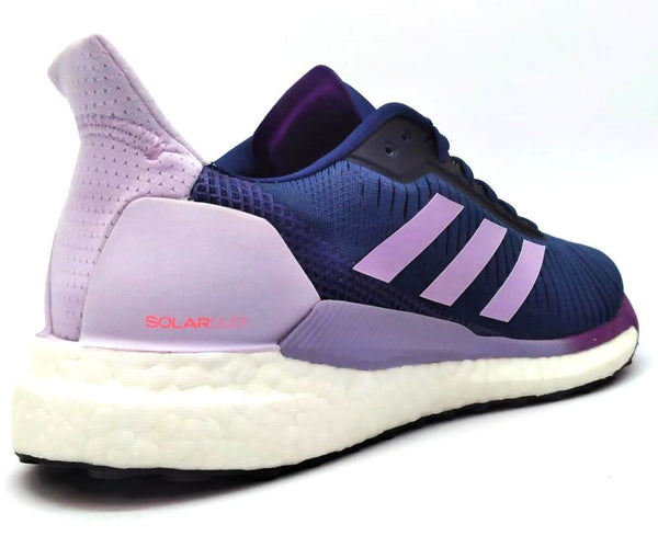 Adidas Women's Solar Glide 19 Running Shoes Lace Up Blue Purple White Size 9.5