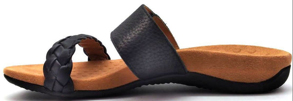 Vionic Women's Jeanne Sandals Slide Leather Arch-Supportive Adjustable Flip Flop
