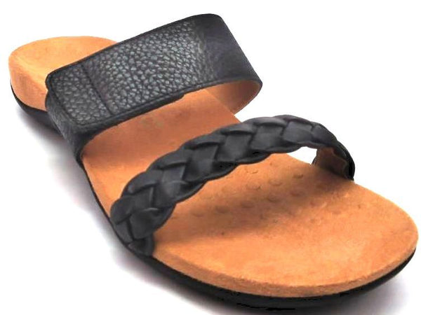 Vionic Women's Jeanne Sandals Slide Leather Arch-Supportive Adjustable Flip Flop