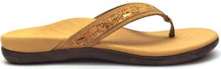 Buy gold-cork Vionic Women's Tide II Sandals Thong Leather Orthaheel Flip Flop Comfort
