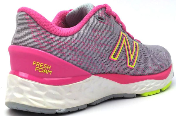 New Balance Kids Girls Fresh Foam 880 V11 Running Shoes Grey Pink White Size 12W