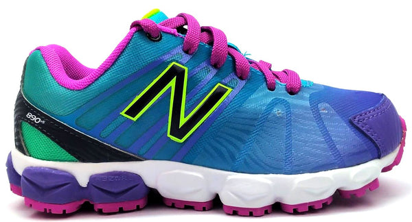 New Balance Kids Girls 890V5 Running Shoes Lace-up Green Purple White Size 11