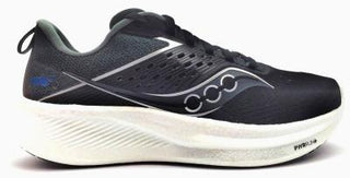 Buy black-white Saucony Men&#39;s Ride 17 Running Walking Shoes PWRRUN+ Athletic Sneaker Lace Up