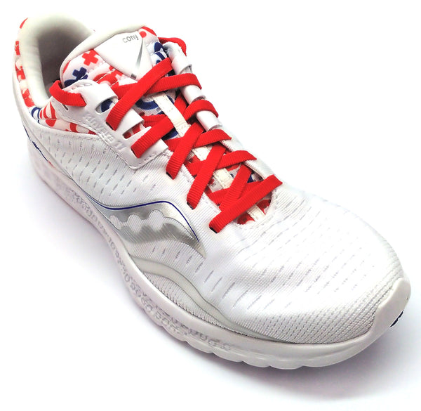Saucony Women's Kinvara 11 Running Shoes Comfort Sneaker White Red Blue 9 Medium