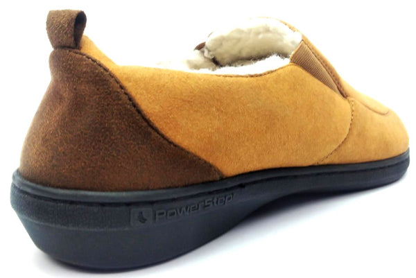 PowerStep Men's Twin-Gore Slippers Arch Support Orthotic Slip-on Brown Size 9