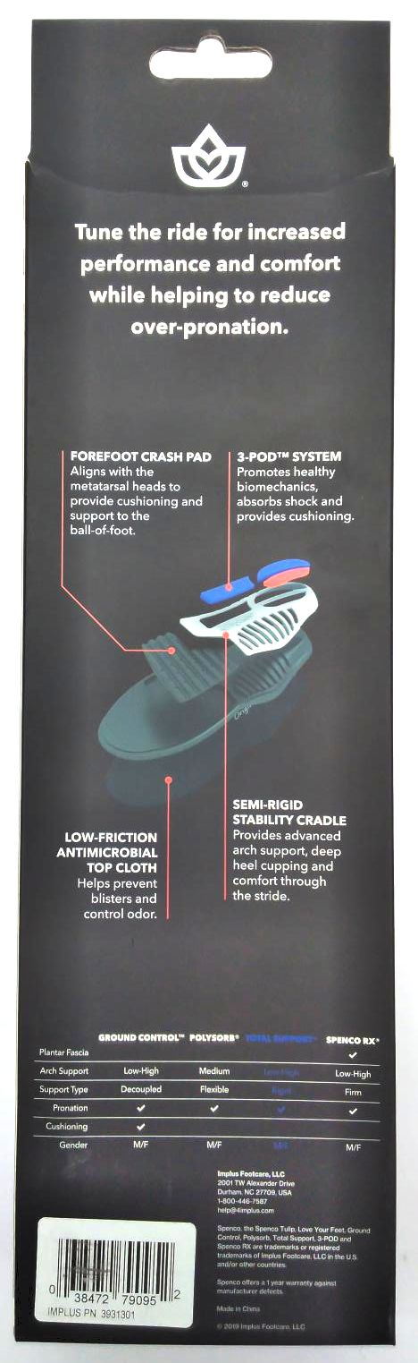 Spenco Unisex Insole Love Your Feet Total Support Medium Arch Cushioned Original