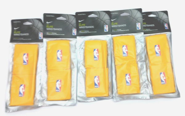 Lot of 5 Nike Basketball NBA ELITE Wristbands Sweatband Dri-Fit Yellow
