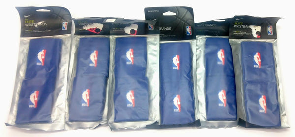 Lot of 6 Nike Basketball NBA ELITE Wristbands Sweatband Dri-Fit Blue