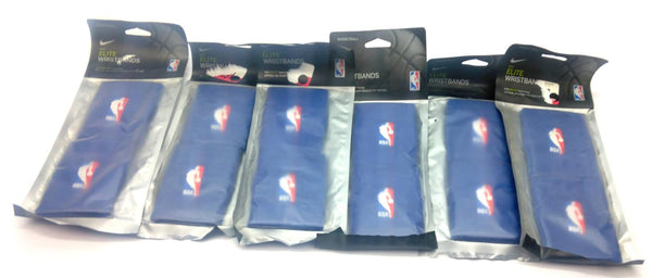 Lot of 6 Nike Basketball NBA ELITE Wristbands Sweatband Dri-Fit Blue