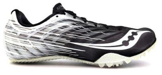 Buy blk-wht Saucony Spitfire 5 Men's Running Shoes Track &amp; Field Spikes Lightweight Lace Up
