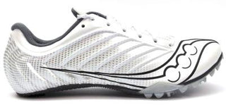 Buy white-carbon Saucony Spitfire 5 Men's Track Field Running Shoes Athletic Spikes Lace Up