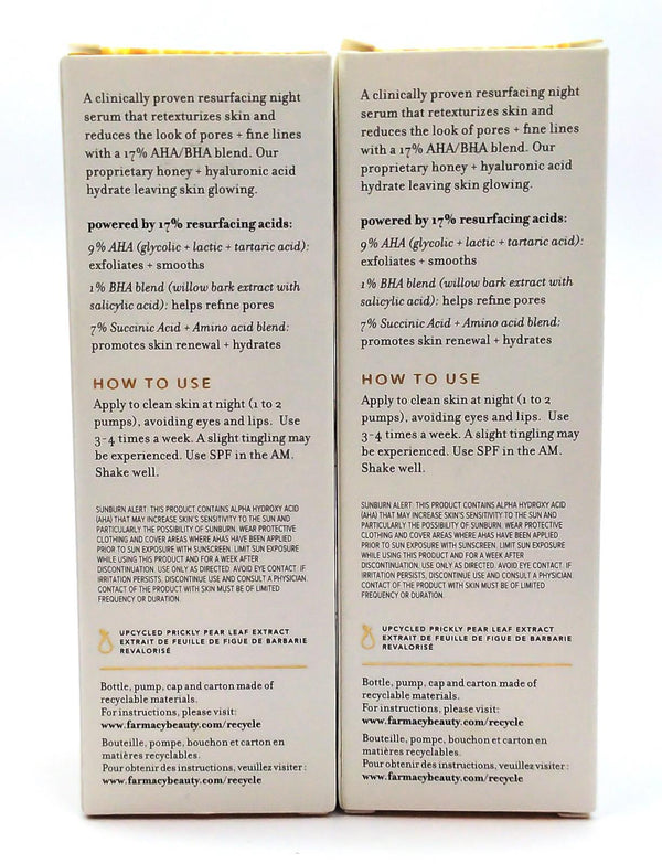 Farmacy Honey Glow 17% Resurfacing Acid Night Serum with AHA + BHA 1 Oz