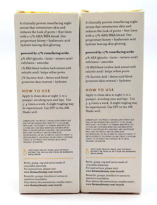 Farmacy Honey Glow 17% Resurfacing Acid Night Serum with AHA + BHA 1 Oz