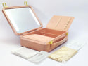 Glo Tech Cosmetic Bags with LED Compact Mirror 3 Piece Set Mocha Mousse