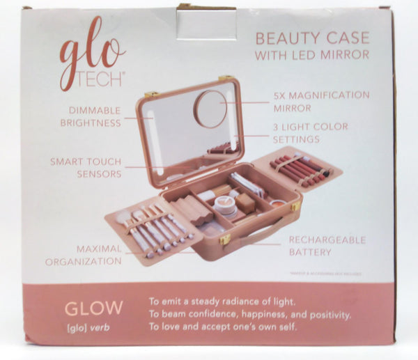 Glo Tech Cosmetic Bags with LED Compact Mirror 3 Piece Set Mocha Mousse