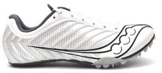 Buy white-carbon Saucony Spitfire 5 Men's Running Track Shoes Sneakers Athletic Spikes Lace Up