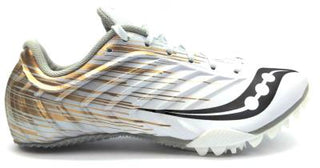 Buy white-gold Saucony Spitfire 5 Women's Track and Field Running Shoes Athletic Spike Lace Up