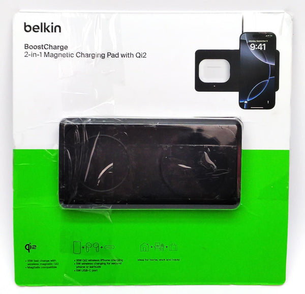 Belkin BoostCharge Pro 2-in-1 Magnetic Wireless Charging Pad with Qi2 15W USB-C
