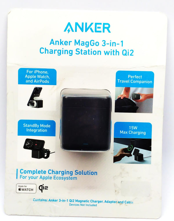 Anker MagGo 3-in-1 Wireless Charging Station with Qi2 15W MagSafe