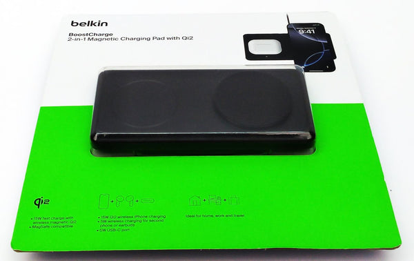 Belkin 2-in-1 Magnetic Wireless Charging Pad Qi2 BoostCharge Pro Fast Charger