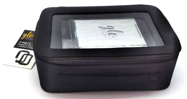Cosmetic Bag Glo Tech Duo Plus Compact Mirror Organizer 3 Piece Set  Black