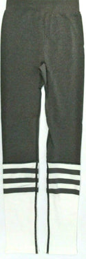 Women's Yoga Pants CelerSport Power Flex Workout Leggings Grey & White Small New