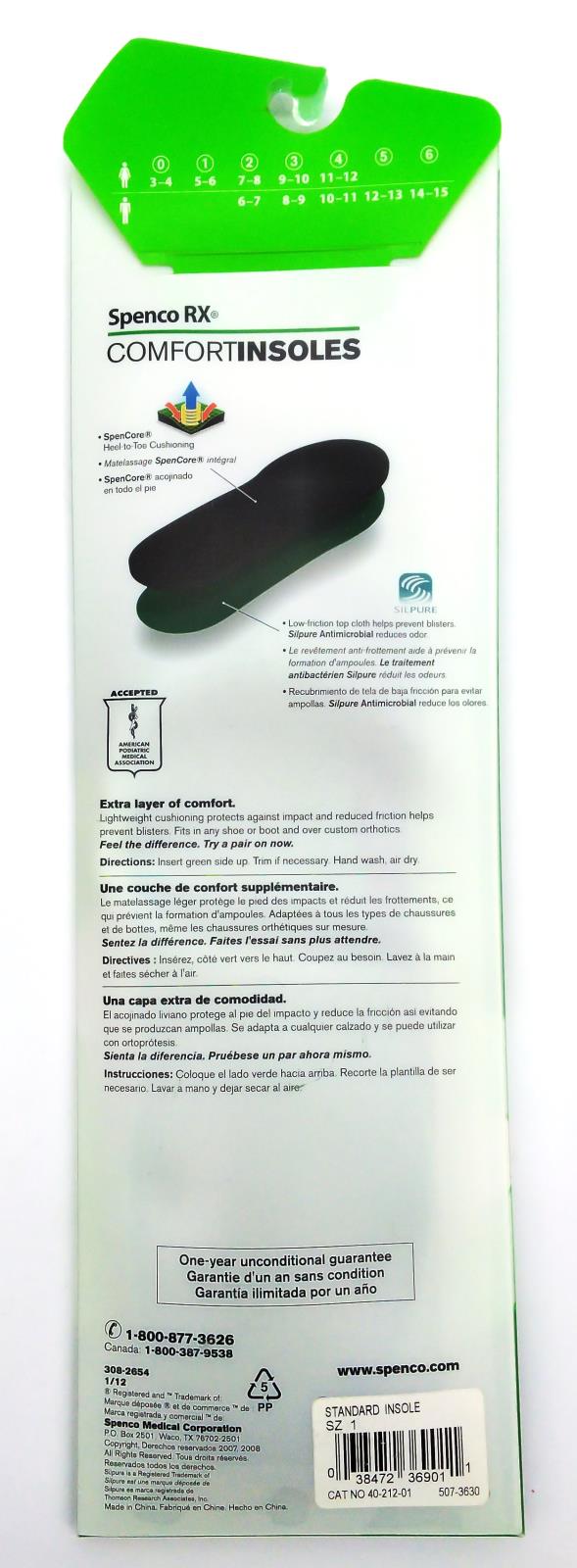 Spenco Rx Women's Insole Comfort Lightweight Cushioning Orthotic Insert 5-6.5