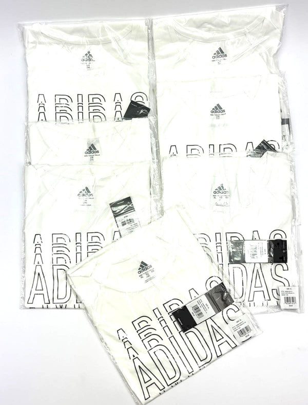 Lot of 30 Adidas Girls'  T-Shirt Raglan Graphic Short Sleeve Tee White Large New