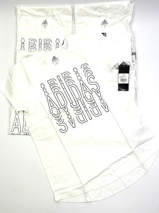 Lot of 30 Adidas Girls'  T-Shirt Raglan Graphic Short Sleeve Tee White Large New