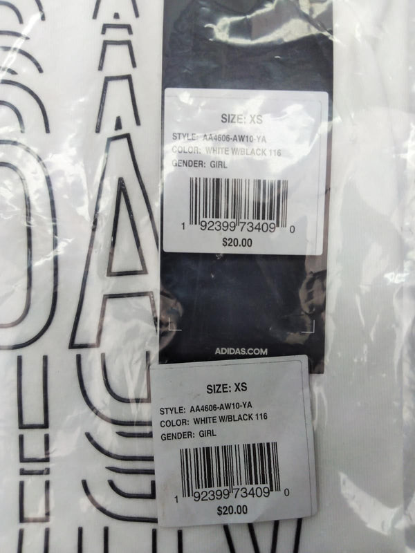 Lot of 30 Adidas Girl's T-Shirt Graphic Short Sleeve Tee White Medium 10/12 New
