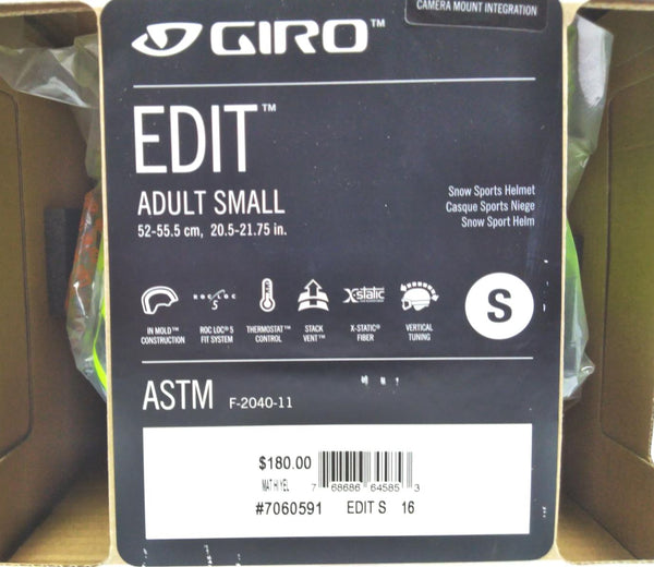 Giro Edit Adult Snowboard Helmet GoPro Mount Green Small
